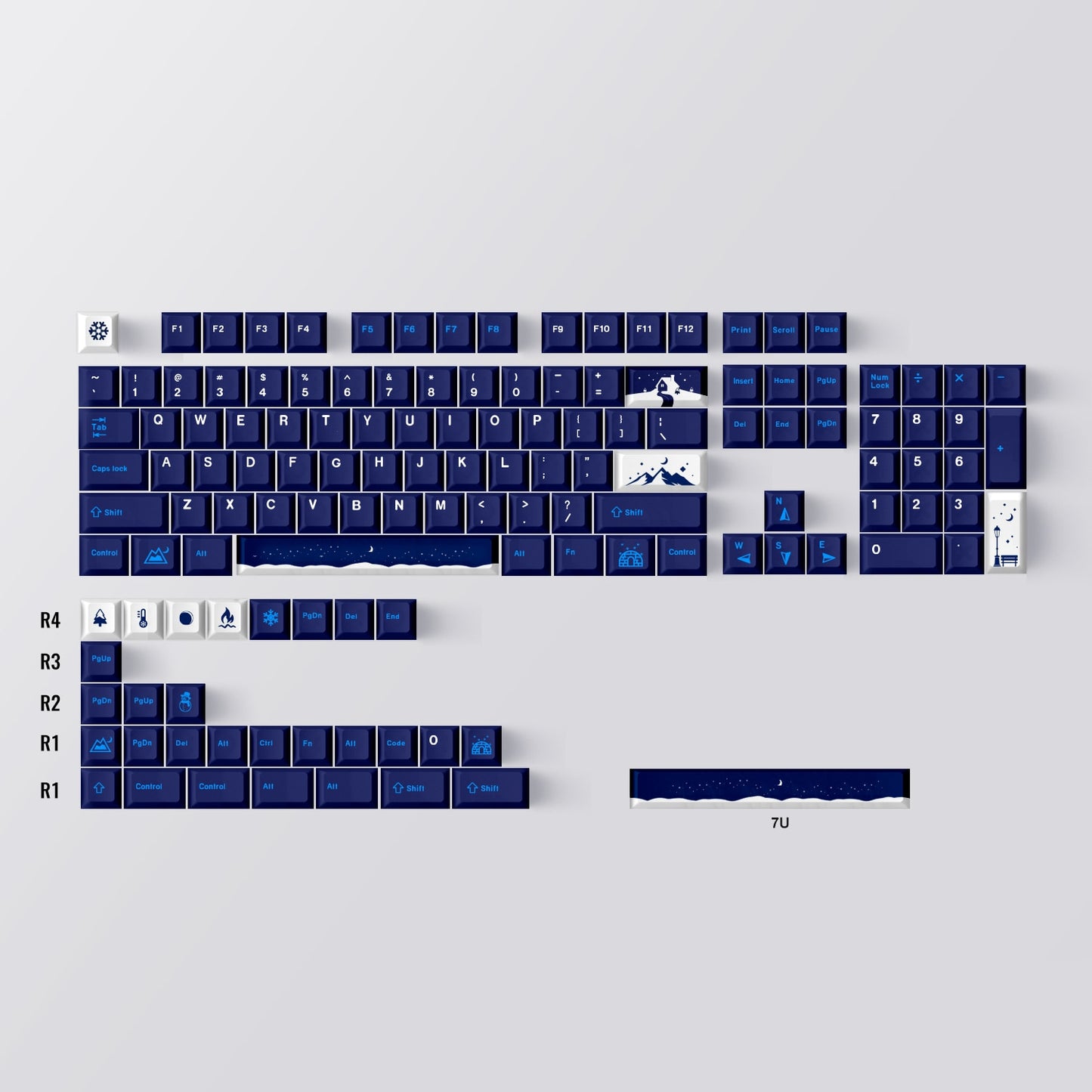 129 Keys Snowy Night Keycaps