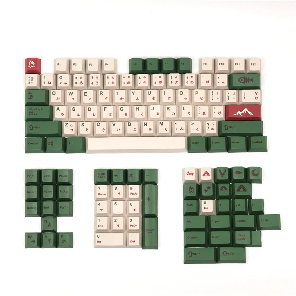 Japanese Camping PBT Keycap for Mechanical Keyboard Cherry MX Keycaps Set GH60/GK61/GK64/87/96/104/108